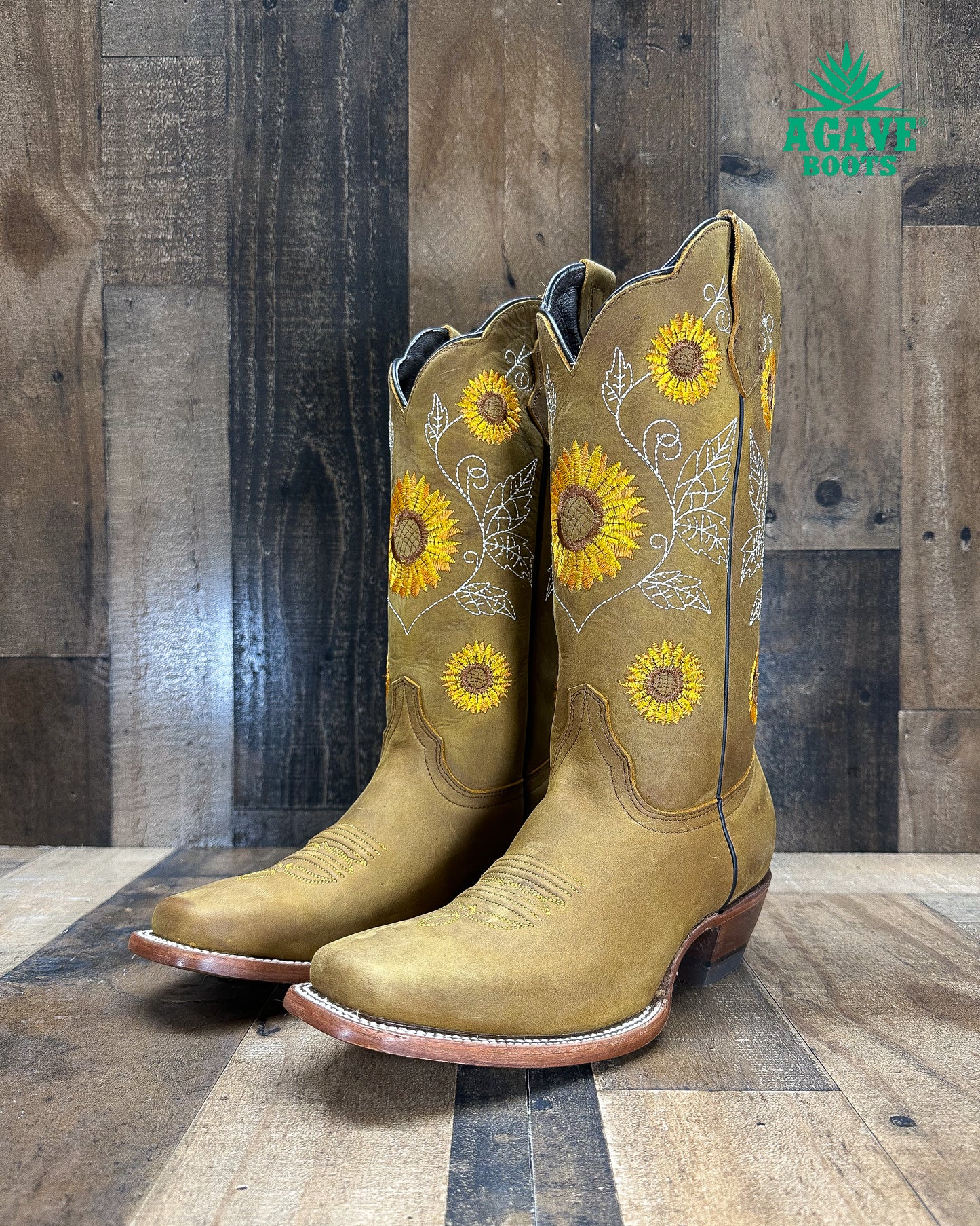 "SUNFLOWERS" | WOMEN SQUARE TOE BOOTS