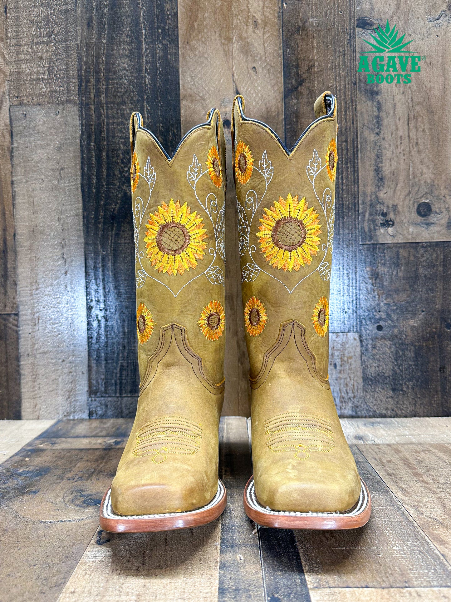 "SUNFLOWERS" | WOMEN SQUARE TOE BOOTS