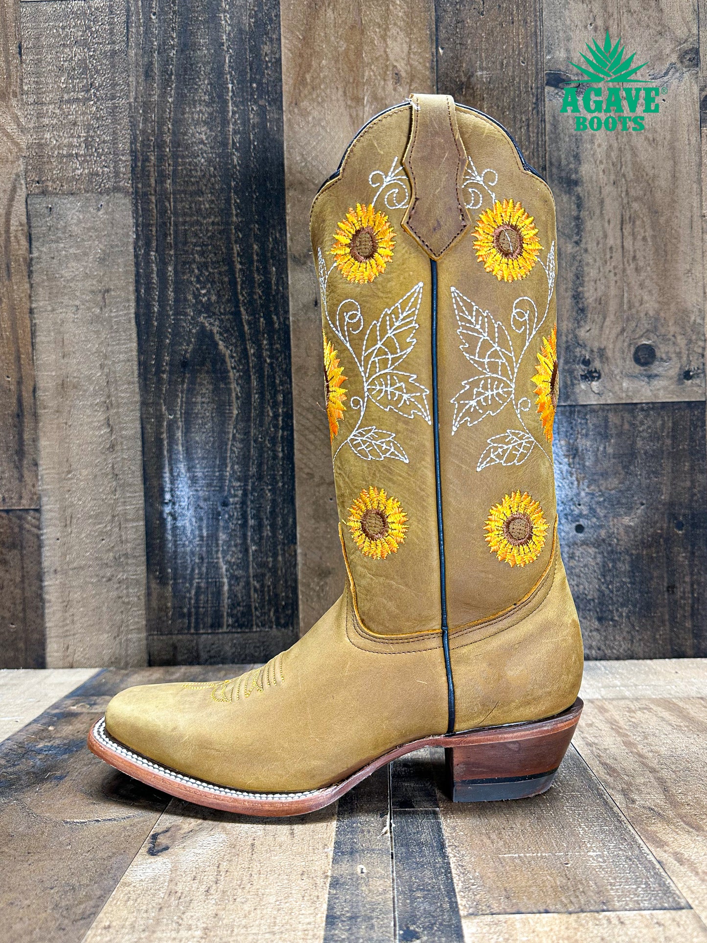 "SUNFLOWERS" | WOMEN SQUARE TOE BOOTS
