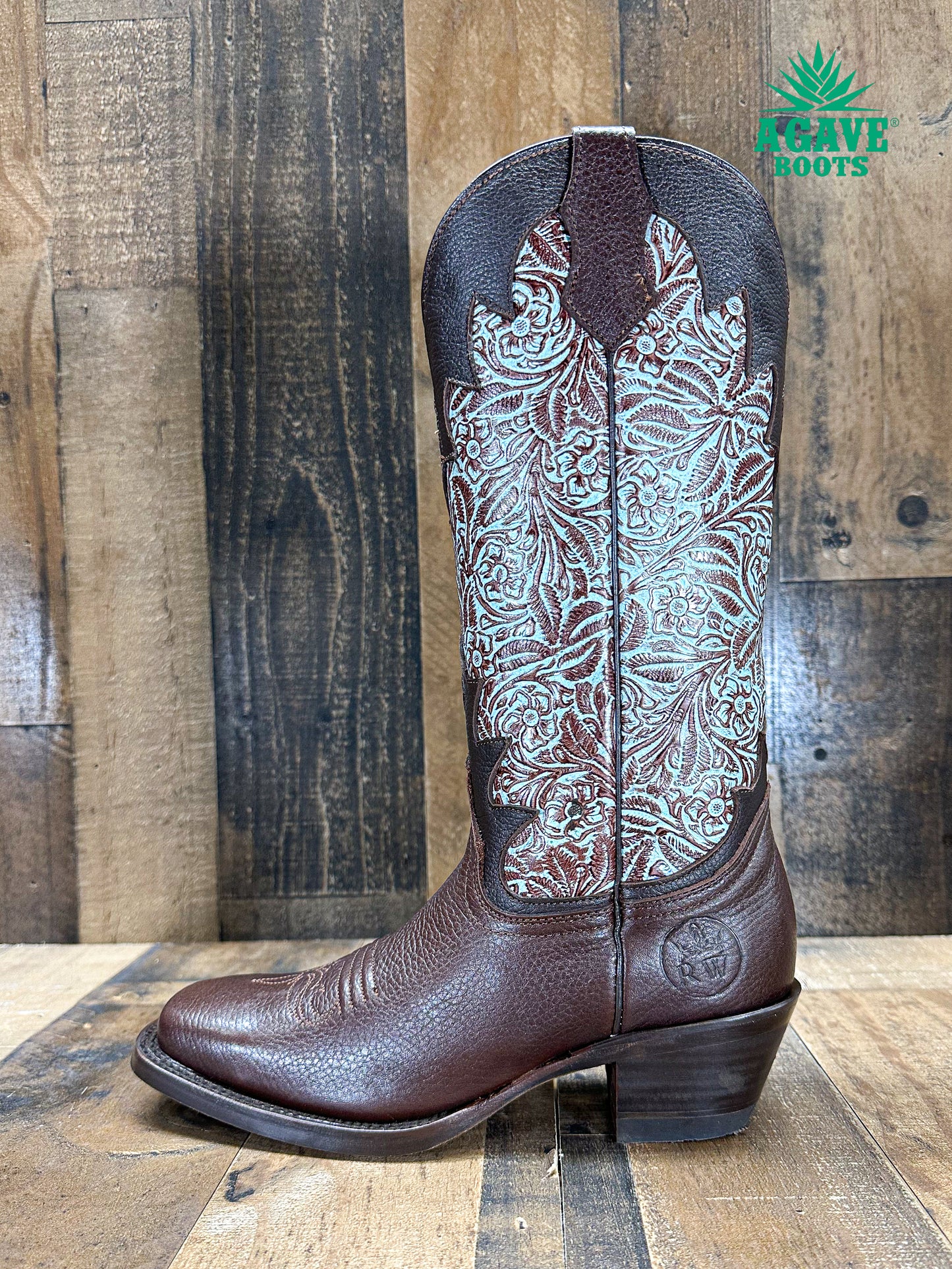 "TURQUOISE LEAVES" | WOMEN SQUARE TOE BOOTS