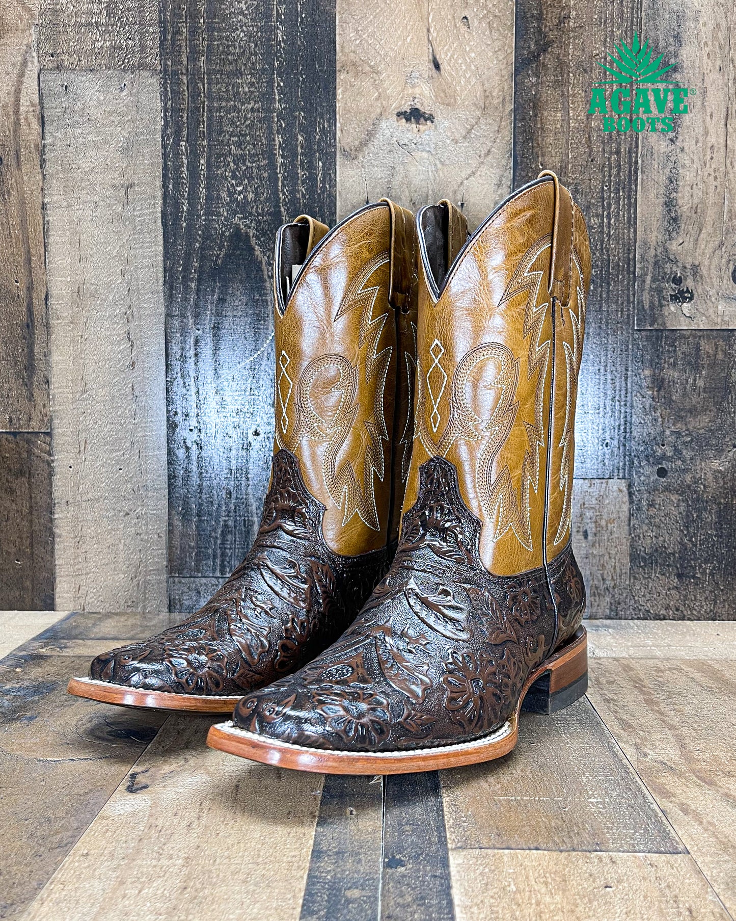 TOOLED BROWN | WOMEN SQUARE TOE BOOTS