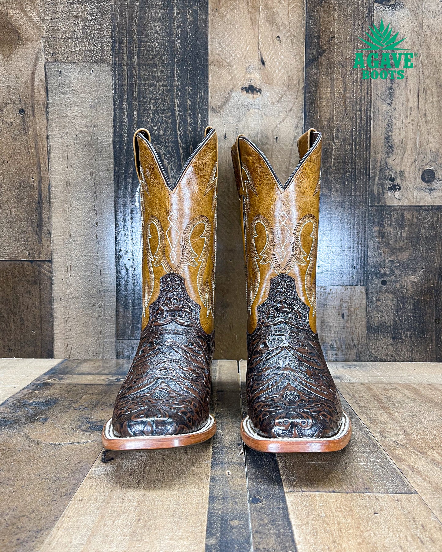 TOOLED BROWN | WOMEN SQUARE TOE BOOTS