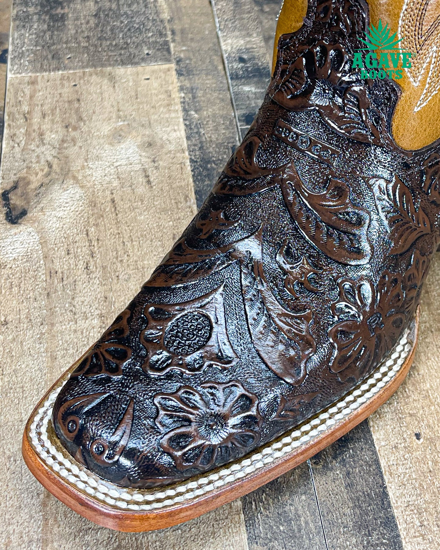 TOOLED BROWN  | WOMEN SQUARE TOE BOOTS