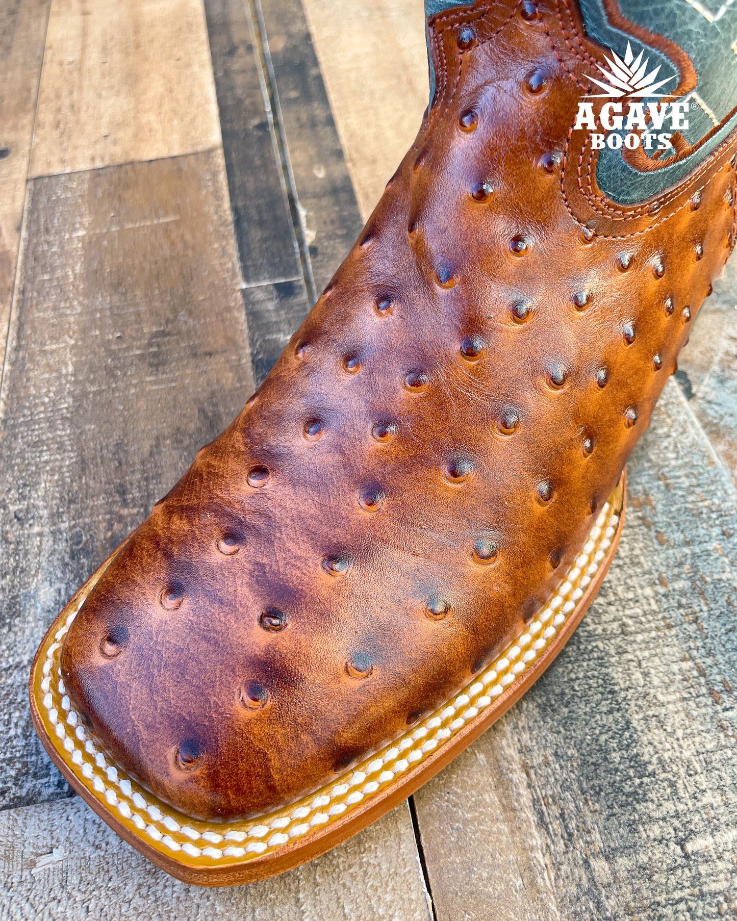 OSTRICH COGNAC | MEN SQUARE TOE WESTERN COWBOY BOOTS