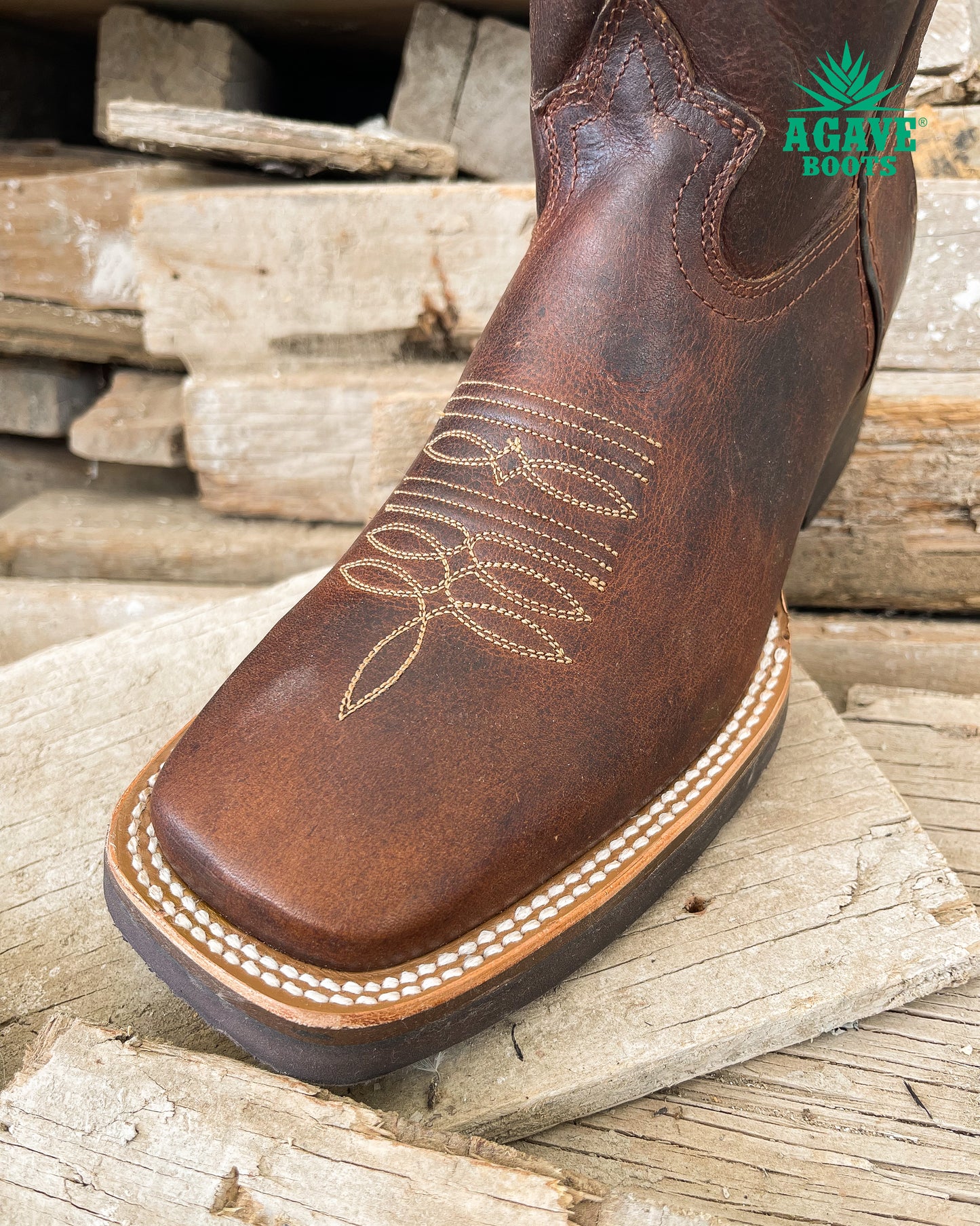 Cowboy Boot USA Flag Mocha Rubber Sole