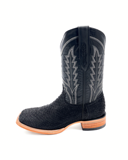 Cowboy Boot Genuine Black Matte Python