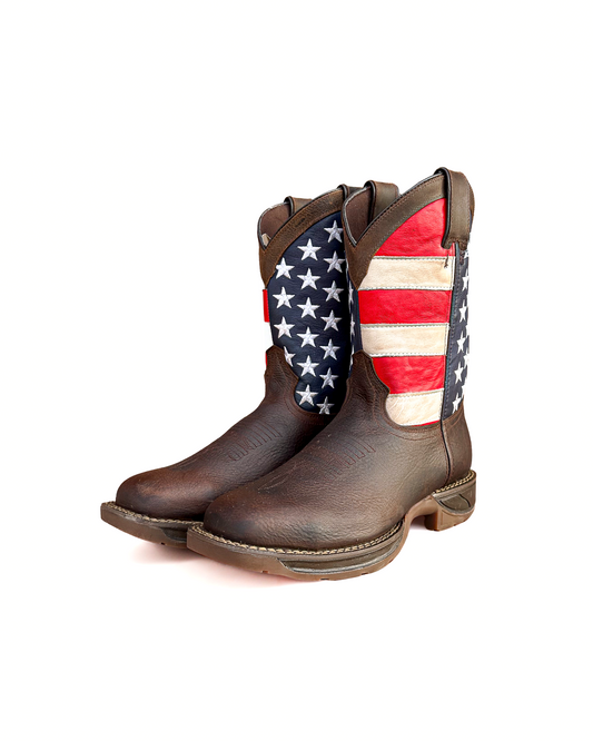 Work Boot Brown USA Flag