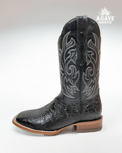 Cowboy Boot Black Tooled