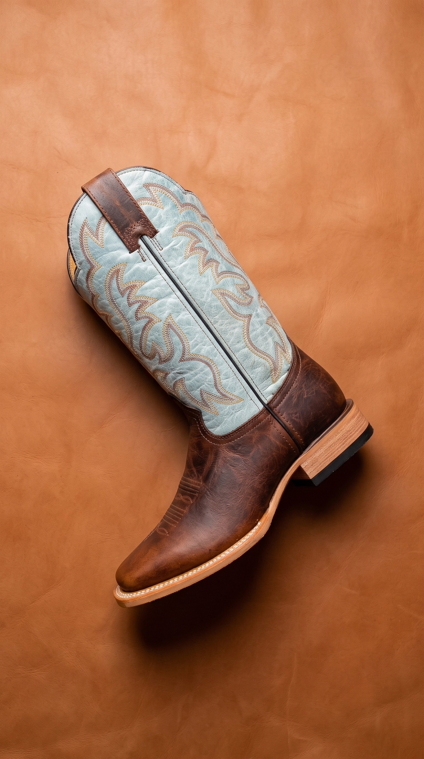 Cowboy Boot Bronco Blue Western Rubber Sole