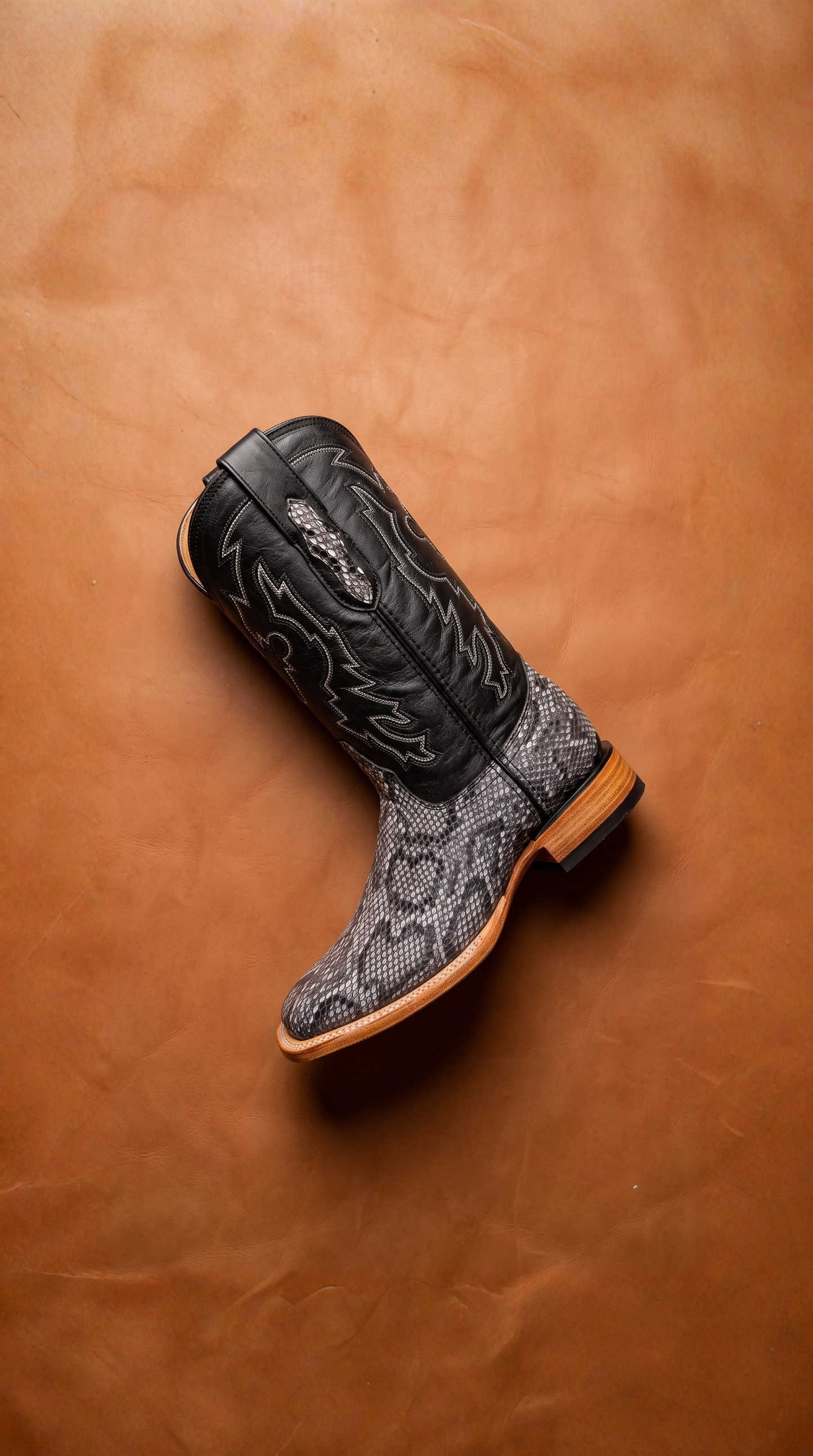 Cowboy Boot White Burmese Python