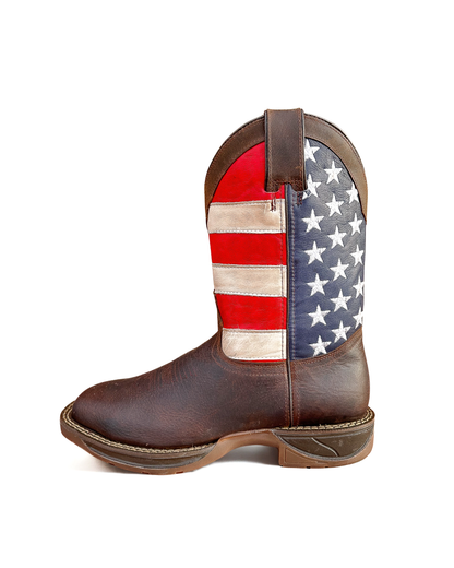 Work Boot Brown USA Flag