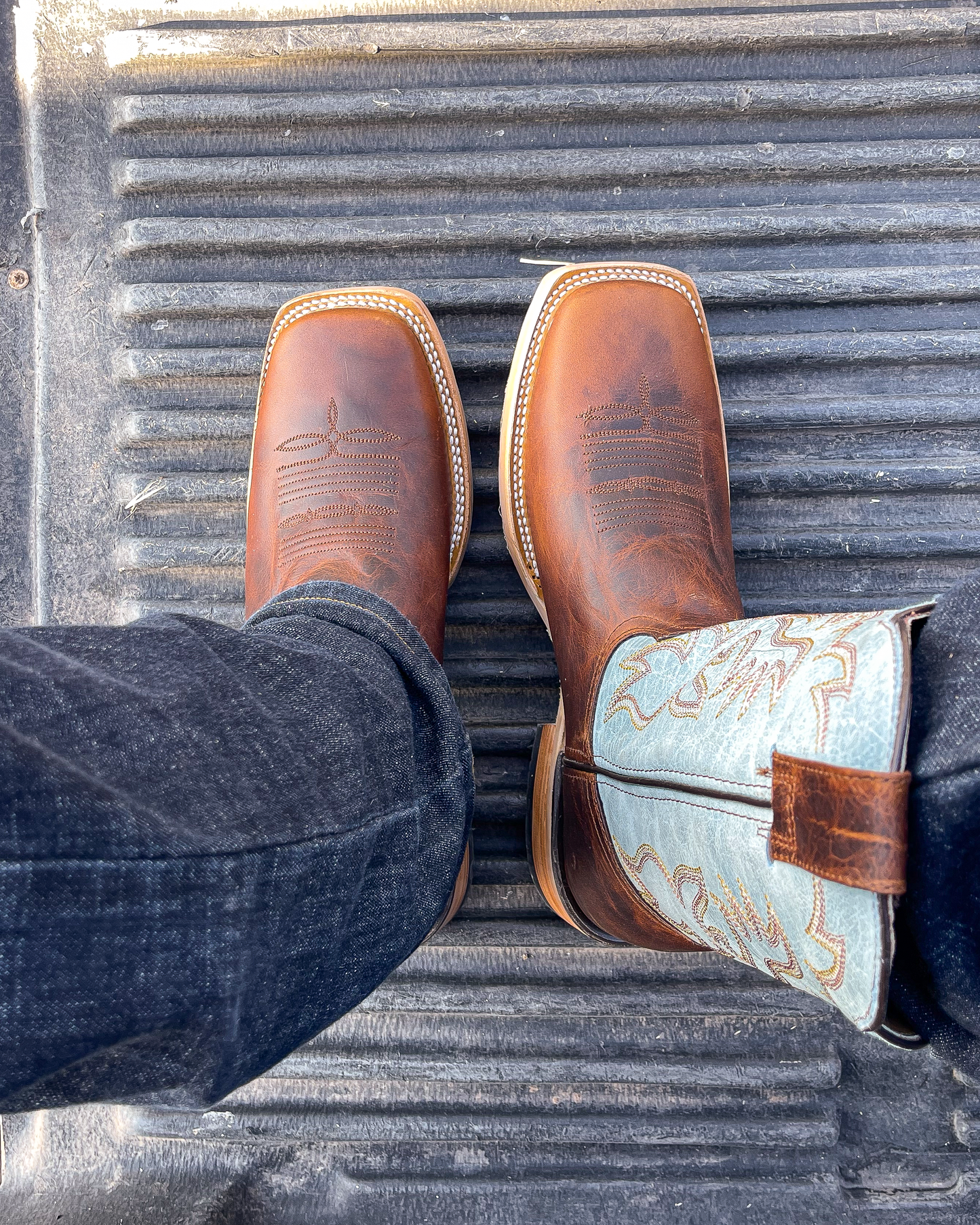Cowboy Boot Bronco Blue Western Rubber Sole