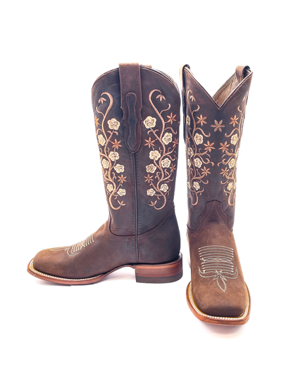 Cowboy Boot Jazmin Floral Dark Brown