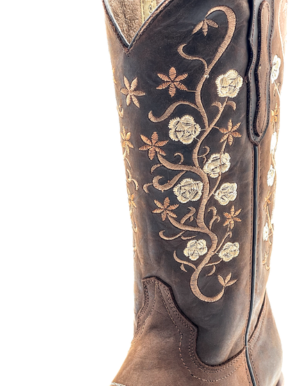 Cowboy Boot Jazmin Floral Dark Brown