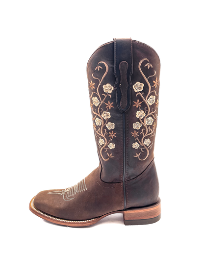 Cowboy Boot Jazmin Floral Dark Brown
