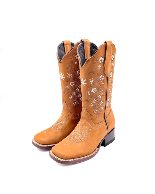 Cowboy Boot Melissa Floral Embroidered Brown