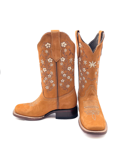 Cowboy Boot Melissa Floral Embroidered Brown