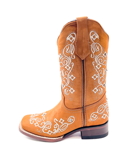 Cowboy Boot Grecas Embroidered Brown
