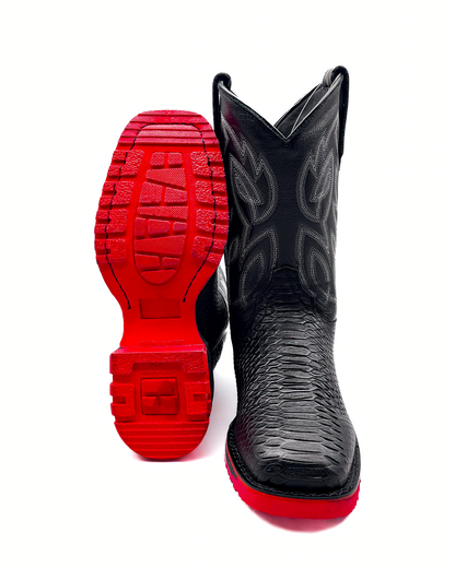 Cowboy Work Boot Matte Black Python Composite Toe