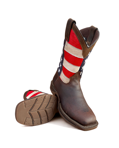 Work Boot Brown USA Flag