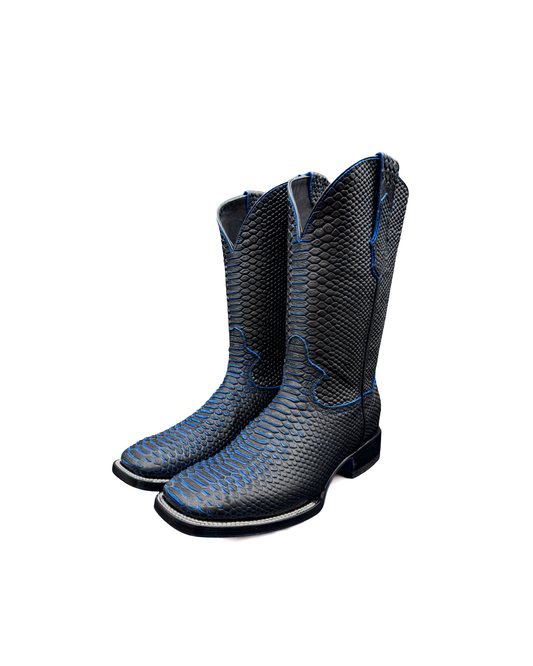Cowboy Boot Blue Full Python Print