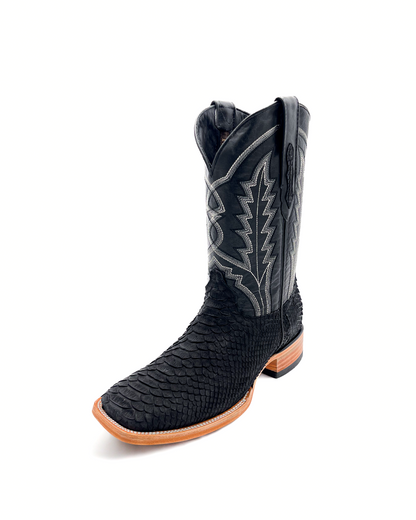 Cowboy Boot Genuine Black Matte Python