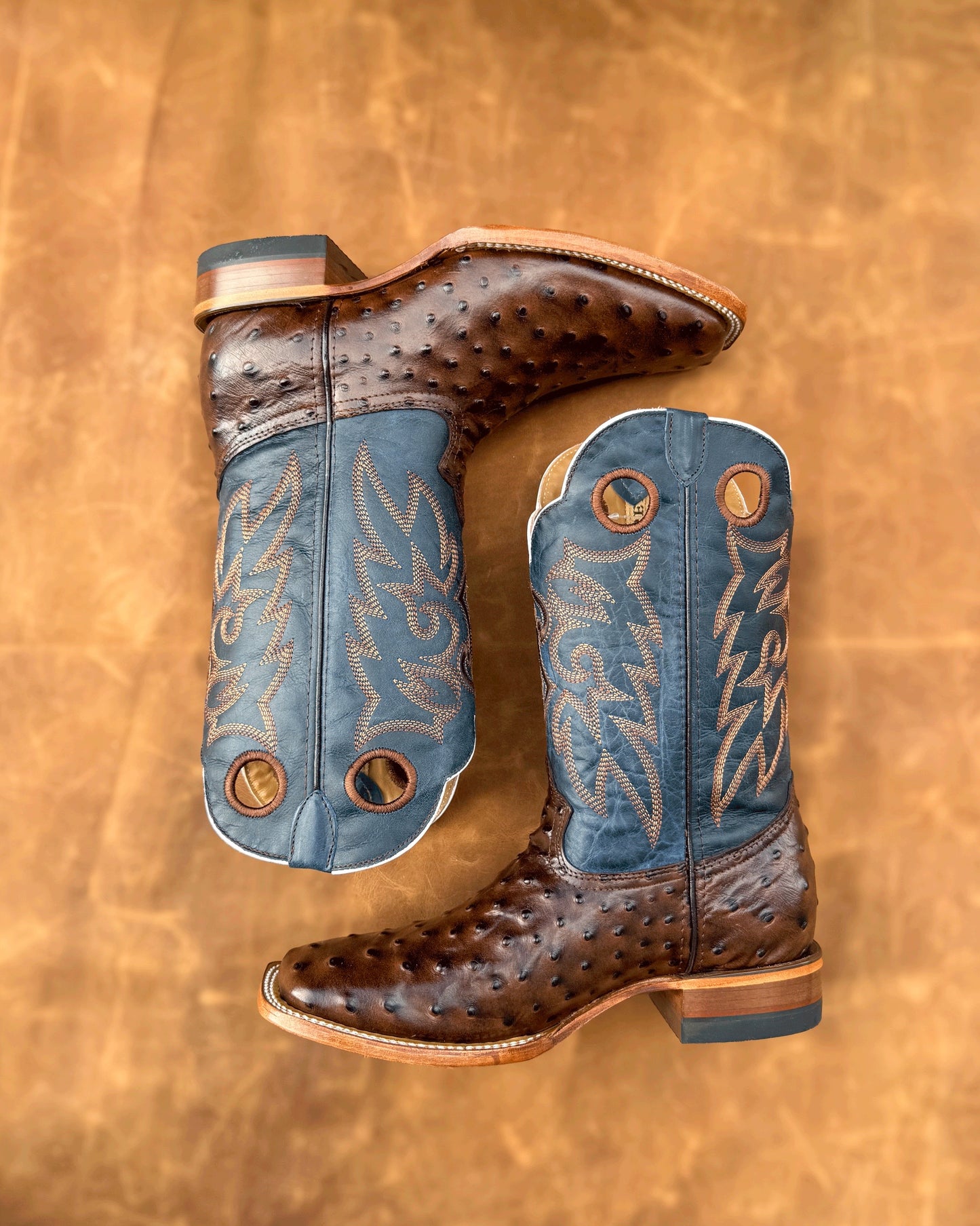 Cowboy Boot Ostrich Brown