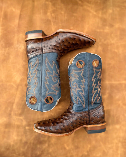 Cowboy Boot Ostrich Brown