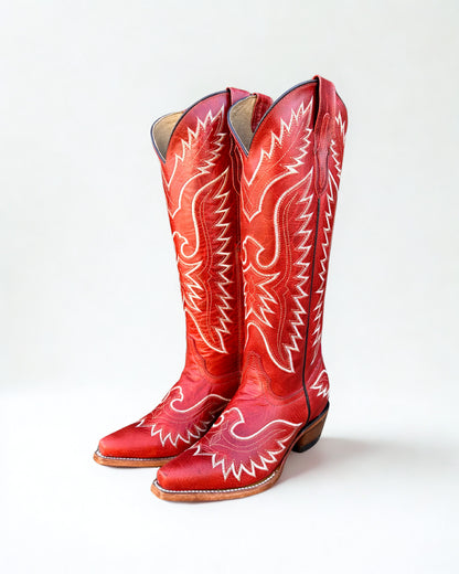 RED | WOMEN TALL COWBOY BOOTS