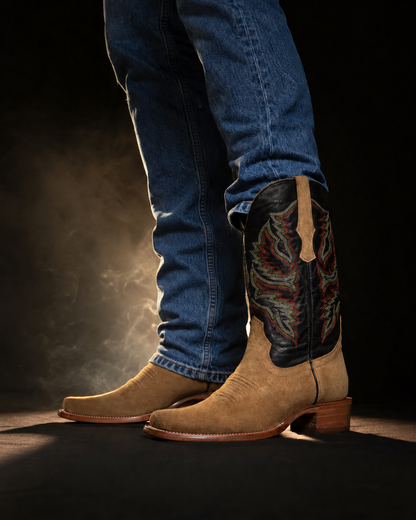 Cowboy Boot in Light Brown Rough Out Cutter Toe
