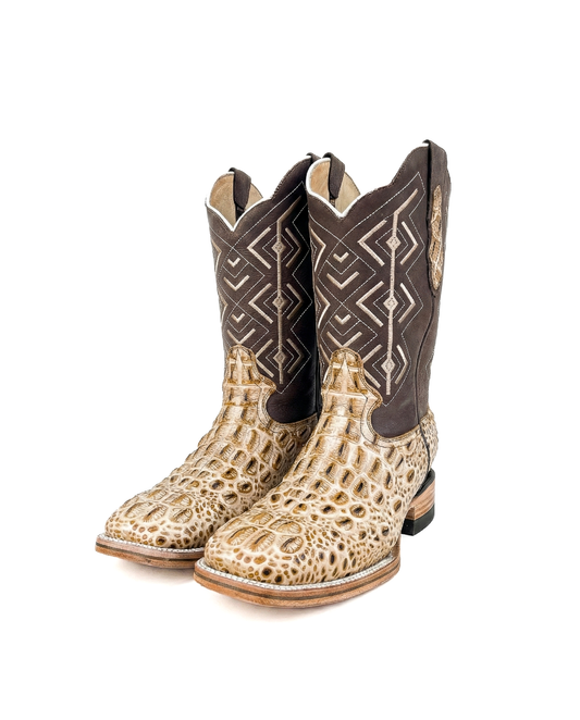 Cowboy Boot Caiman Horn Back Orix Brown