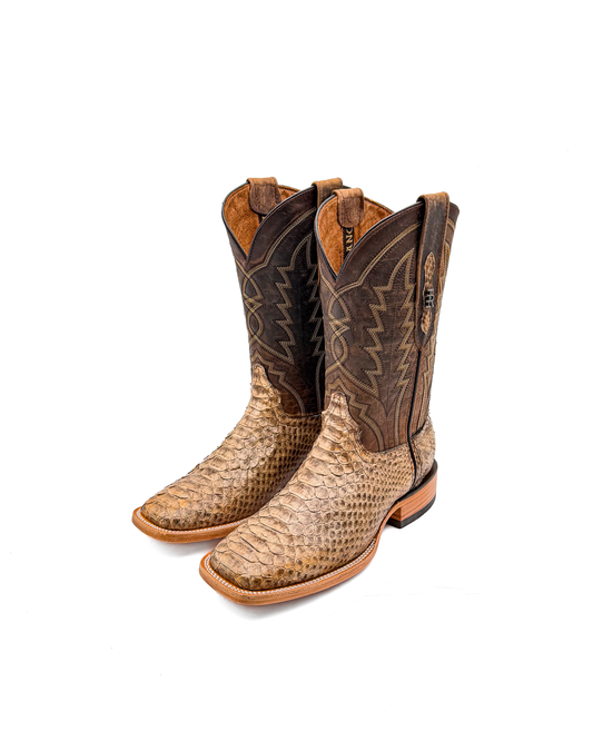 Cowboy Boot Genuine Brown Taupe Python