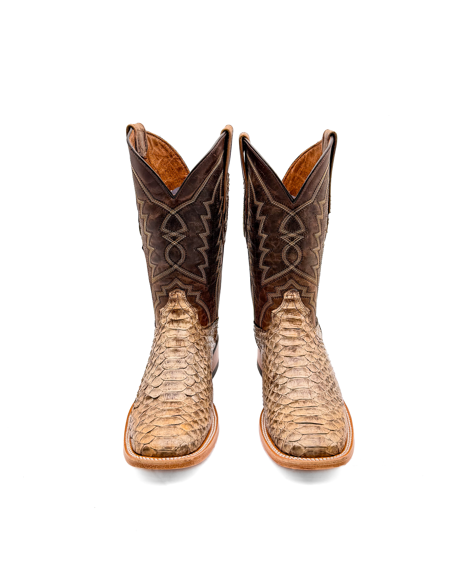 Cowboy Boot Genuine Brown Taupe Python
