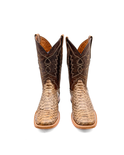 Cowboy Boot Genuine Brown Taupe Python