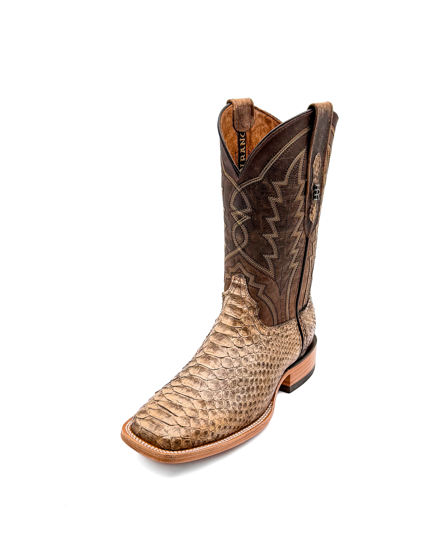 Cowboy Boot Genuine Brown Taupe Python