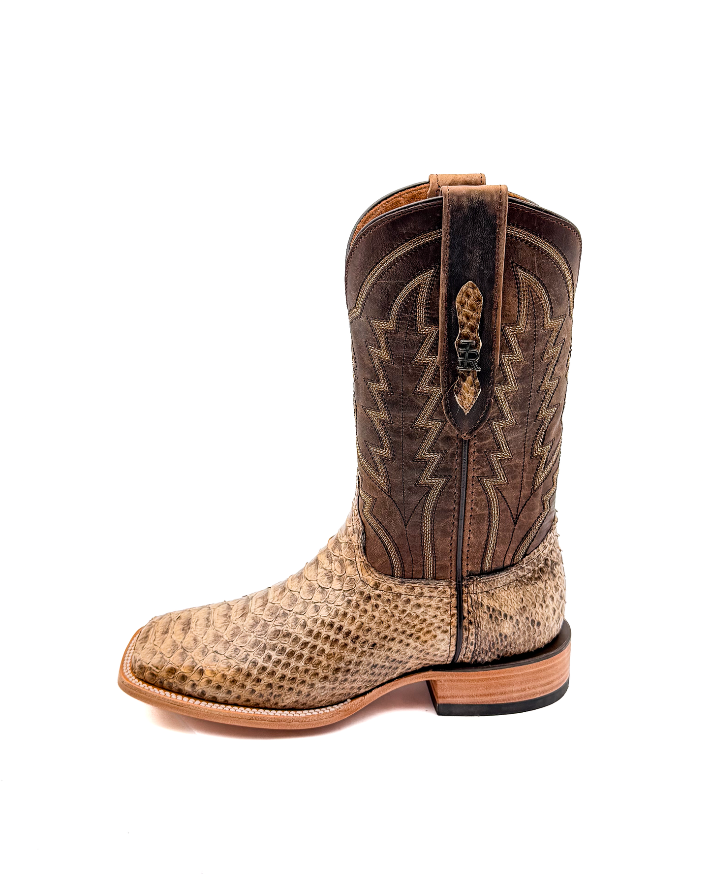 Cowboy Boot Genuine Brown Taupe Python