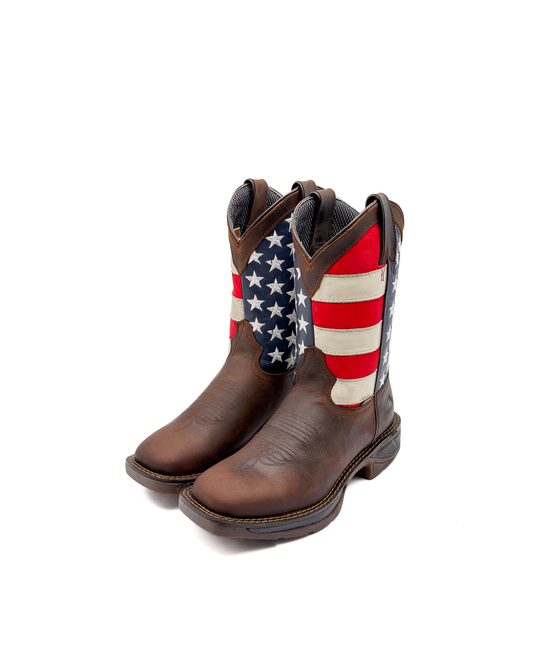 Work Boot Brown USA Flag