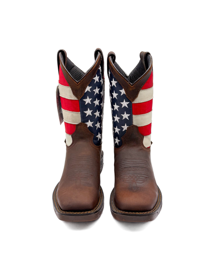 Work Boot Brown USA Flag
