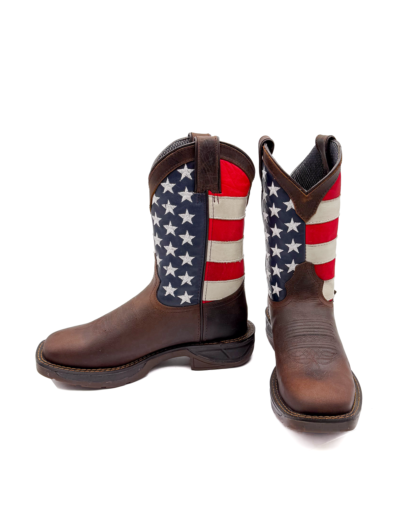 Work Boot Brown USA Flag