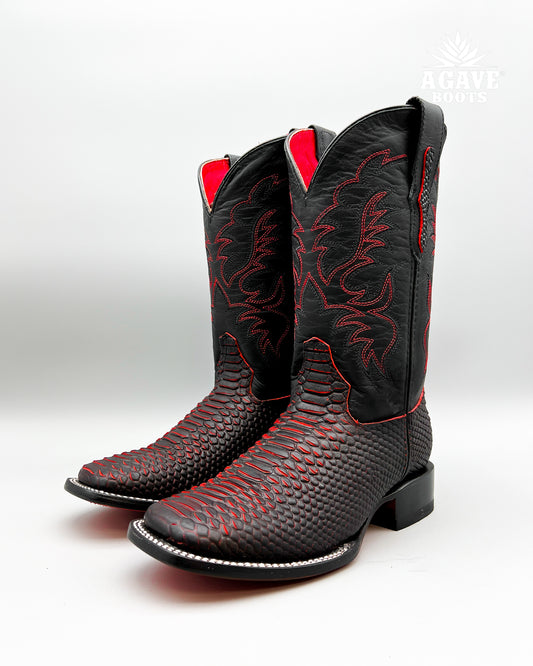 MATTE RED BLACK PYTHON  | MEN’S COWBOY BOOTS