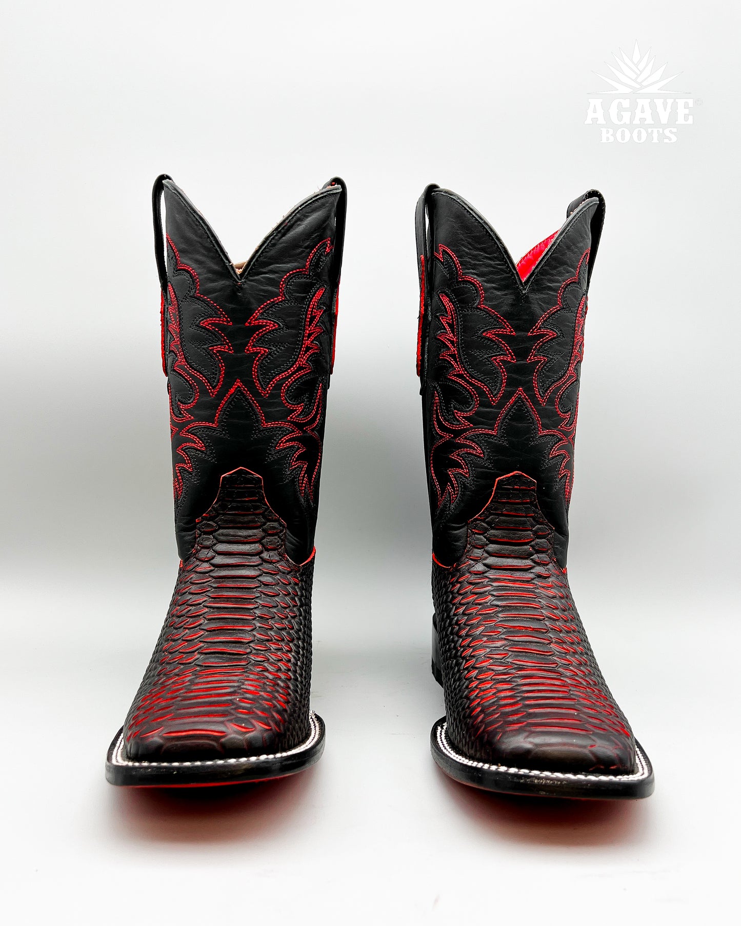 MATTE RED BLACK PYTHON  | MEN’S COWBOY BOOTS