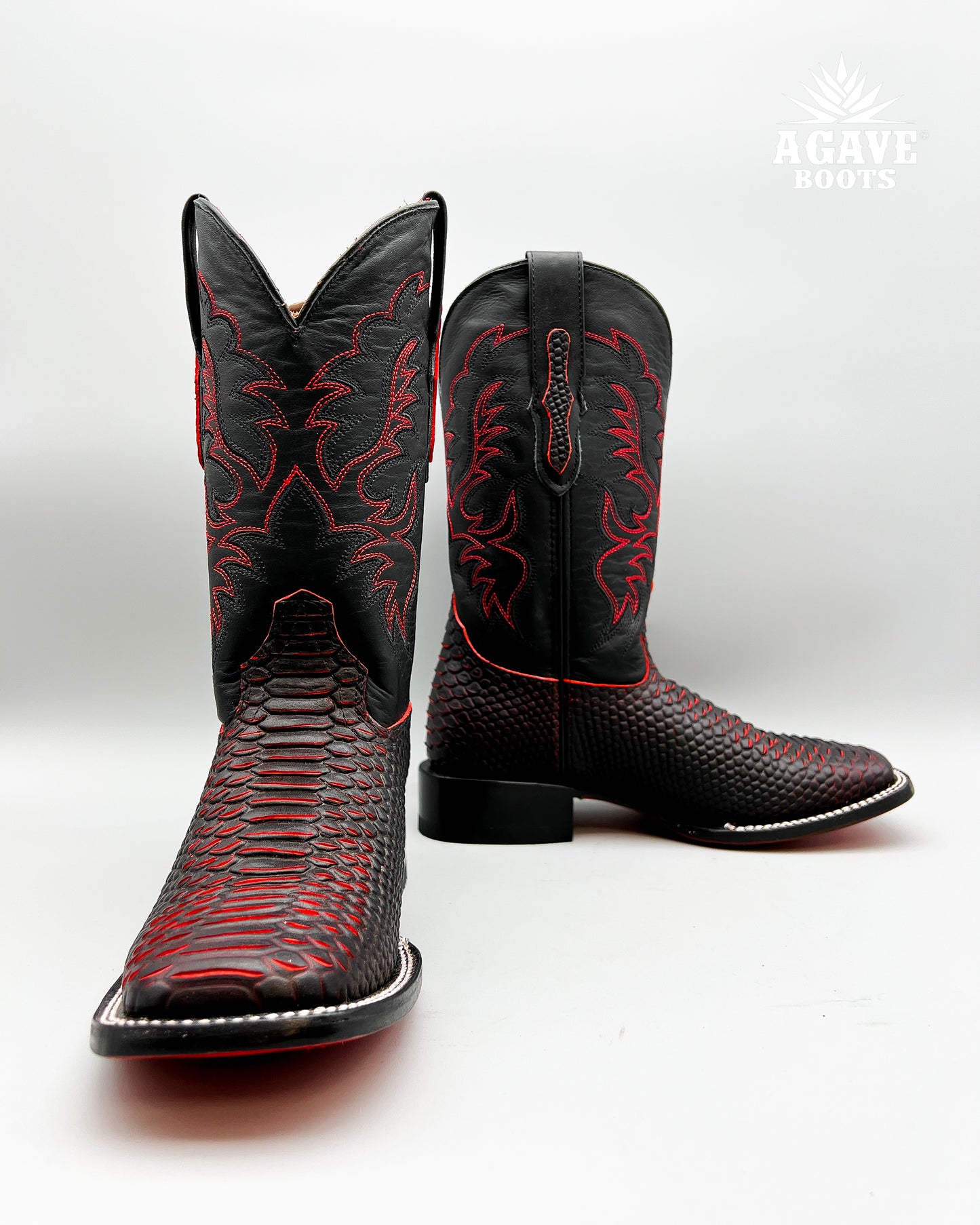 MATTE RED BLACK PYTHON  | MEN’S COWBOY BOOTS