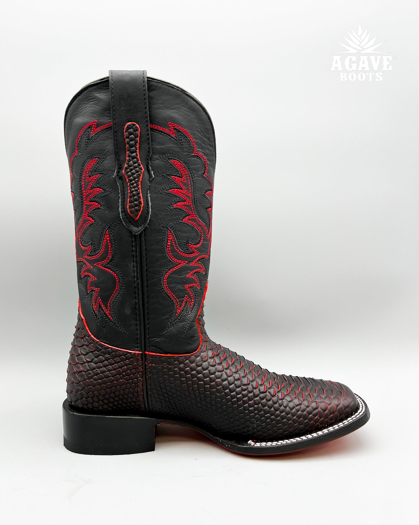 MATTE RED BLACK PYTHON  | MEN’S COWBOY BOOTS