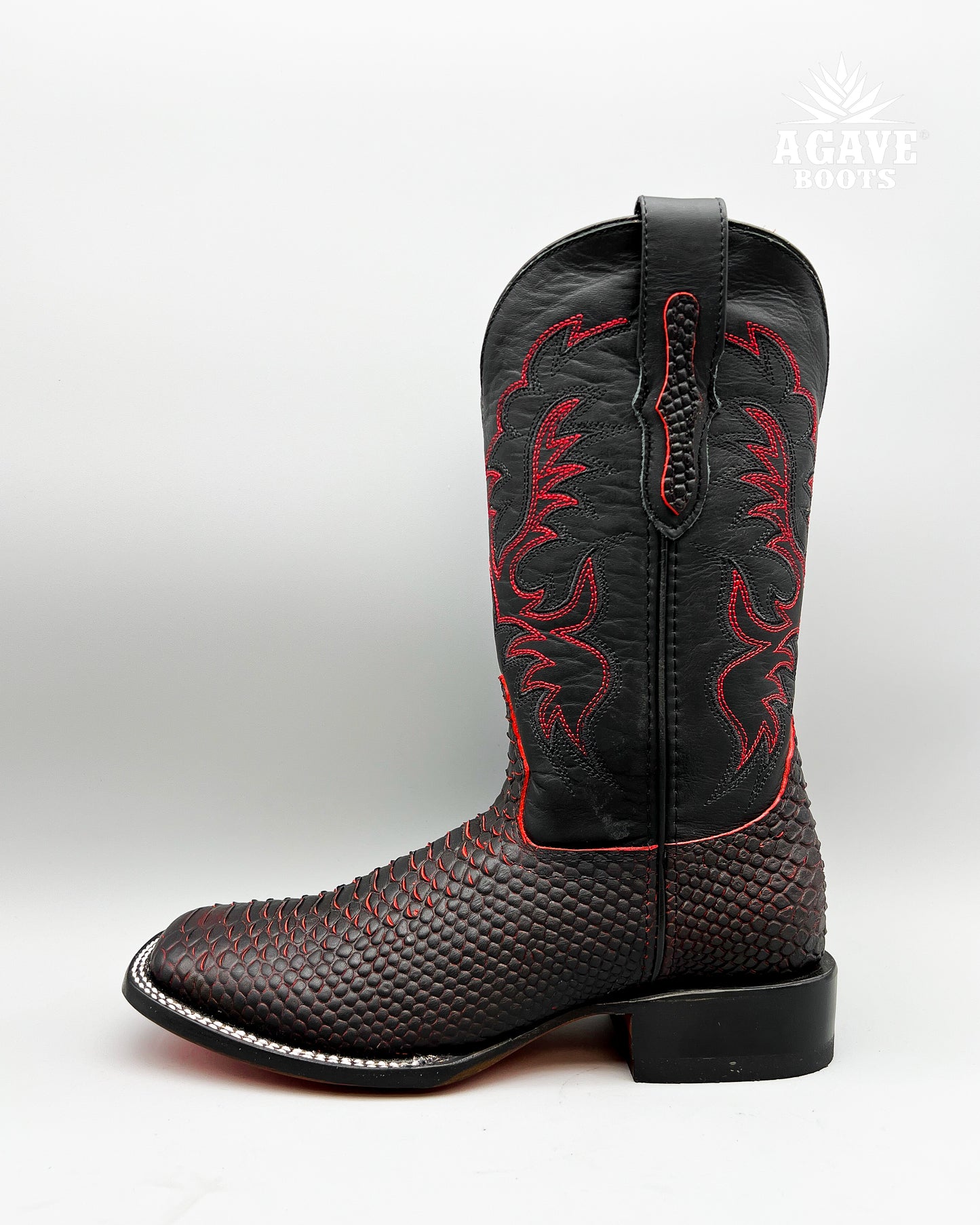 MATTE RED BLACK PYTHON  | MEN’S COWBOY BOOTS