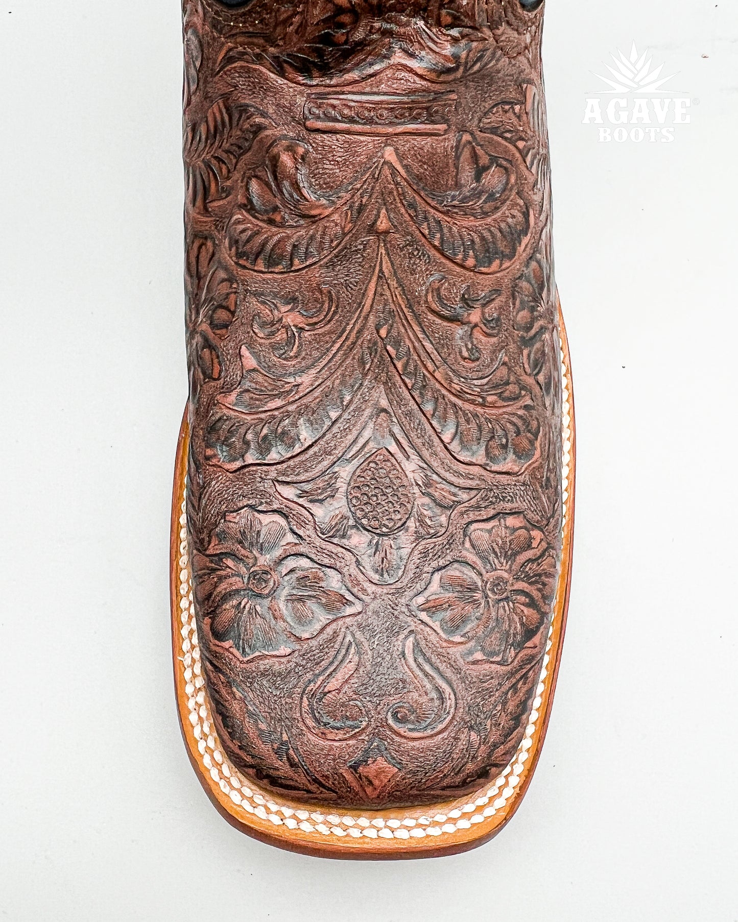 "BROWN" TOOLED LEATHER | MEN SQUARE TOE WESTERN COWBOY BOOTS