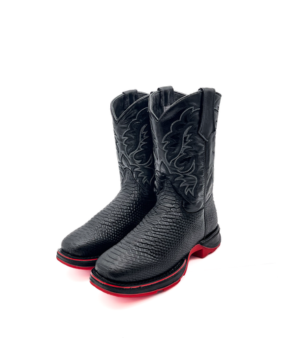 Cowboy Work Boot Matte Black Python Composite Toe