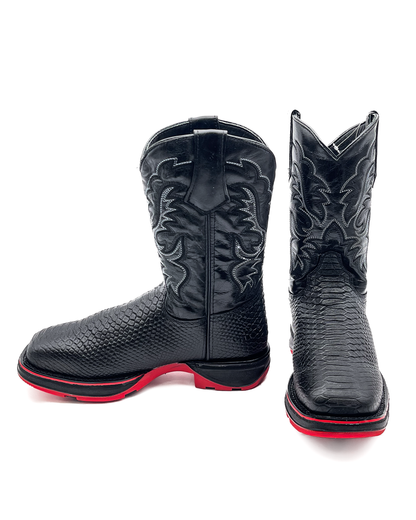 Cowboy Work Boot Matte Black Python Composite Toe