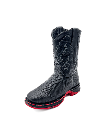 Cowboy Work Boot Matte Black Python Composite Toe