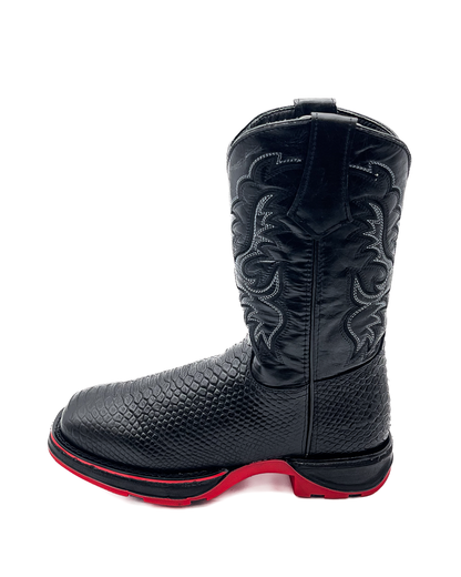 Cowboy Work Boot Matte Black Python Composite Toe