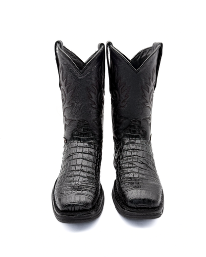 Cowboy Work Boot Black Alligator Caiman Belly